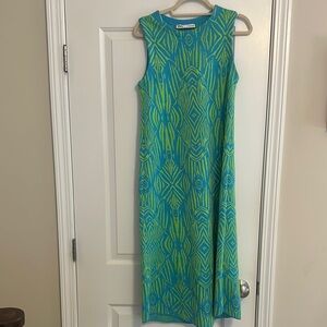 Zara knit dress blue Ikaet print